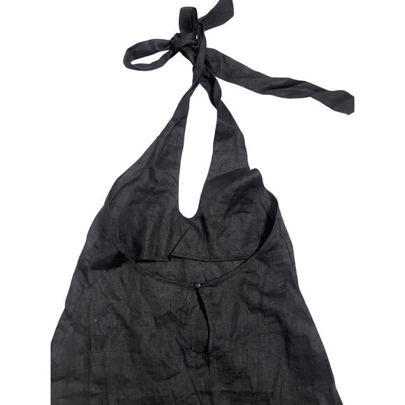 VRG GRL Natassia Linen Halter Mini Dress Black Womans 6 NWOT - Picture 9 of 15